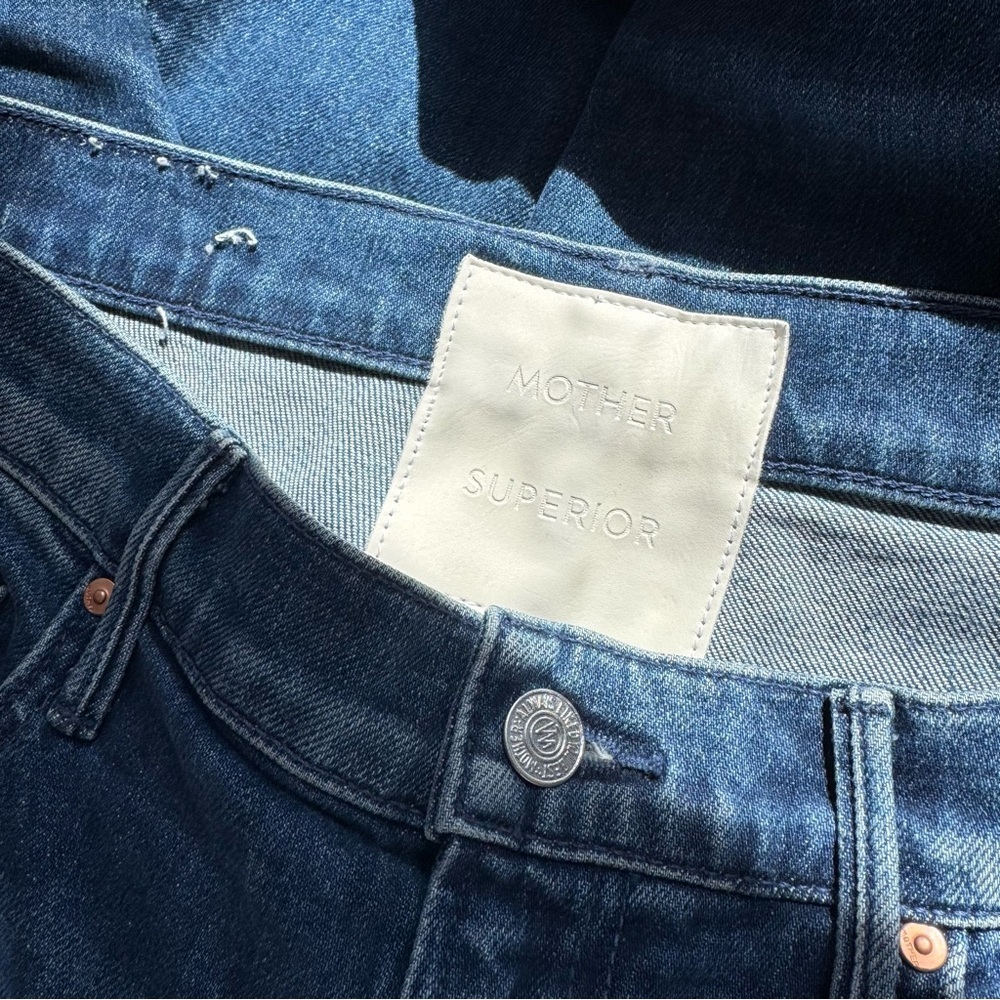 MOTHER Superior The Half Pipe Flood Barrel Jeans Black Blue 30 - Picture 5 of 13